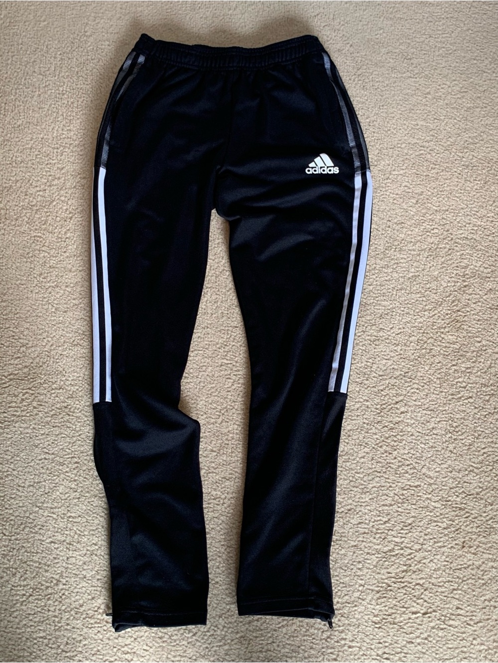 Adidas Kids Black Track Pants with White Stripes